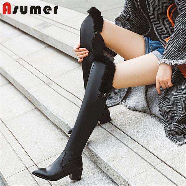 asumer 2020 new arrival over the knee boots women solid colors pointed toe winter boots square heels warm party shoes ladies, Black
asumer 2020 new arrival over the knee boots women solid colors pointed toe winter boots square heels warm party shoes ladies, Black