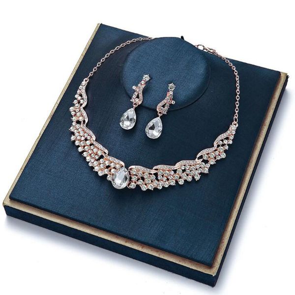gold color earring and necklace luxury jewelry sets wedding accessories for bridal women party rhinestone plated collares, Silver
gold color earring and necklace luxury jewelry sets wedding accessories for bridal women party rhinestone plated collares, Silver