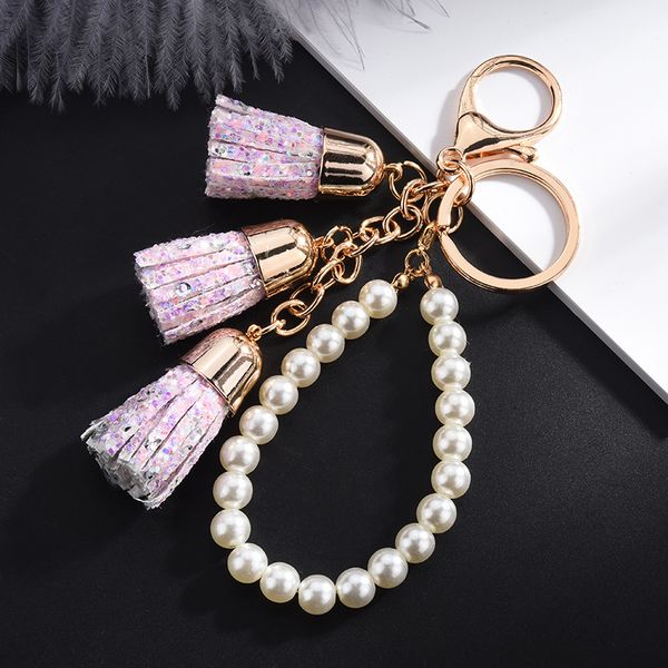 candy gold sequin pearl tassel keychain fashion bag car pendant charms key chain female accessories jewelry wholesale keyring, Silver 
candy gold sequin pearl tassel keychain fashion bag car pendant charms key chain female accessories jewelry wholesale keyring, Silver