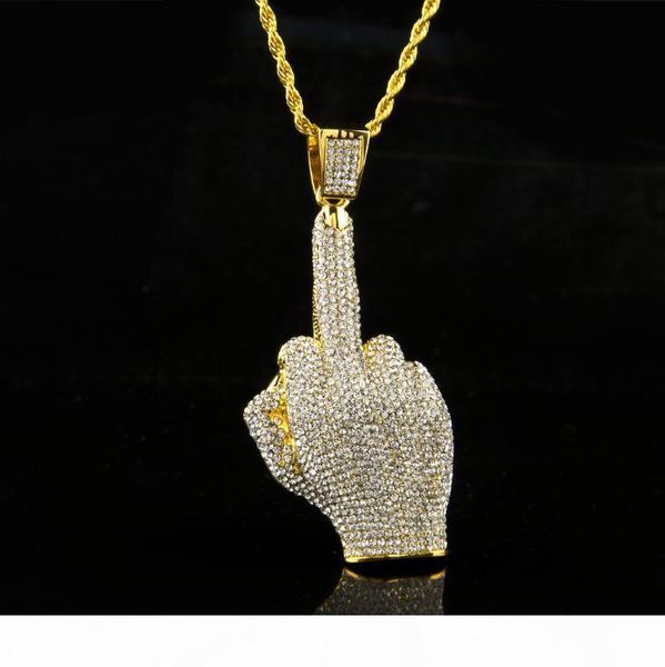iced out chains hip hop bling chain middle finger large pendant necklace hip hop bling chains jewelry men tide brand necklace, Silver 
iced out chains hip hop bling chain middle finger large pendant necklace hip hop bling chains jewelry men tide brand necklace, Silver