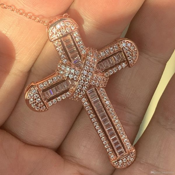 super luxury jewelry 925 sterling silver&rose gold fill full white z cz diamond cross pendant women necklace with chain gift
super luxury jewelry 925 sterling silver&rose gold fill full white z cz diamond cross pendant women necklace with chain gift