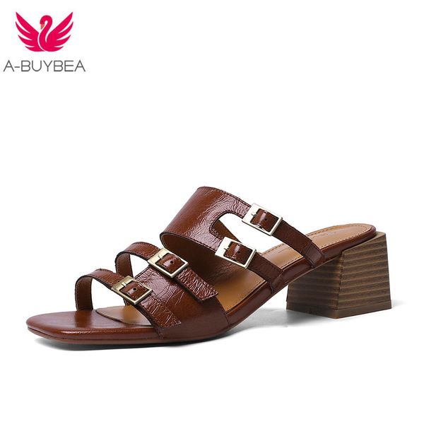 womens shoes genuine leather woman slippers square heels buckle decoration high heels summer ladies outside casual shoes, Black
womens shoes genuine leather woman slippers square heels buckle decoration high heels summer ladies outside casual shoes, Black