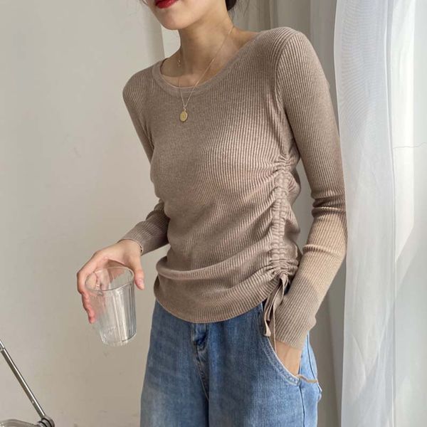 new korean chic o-neck drawstring pullover jumpers for women autumn ruched slim female knitted sweaters full sleeve knitwear top, White;black
new korean chic o-neck drawstring pullover jumpers for women autumn ruched slim female knitted sweaters full sleeve knitwear top, White;black