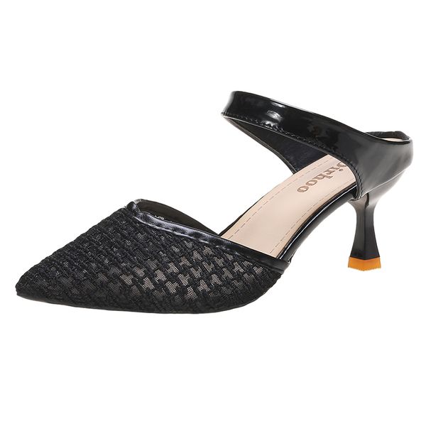 2020 new women's mesh office high-heeled slippers summer outdoor semi-trail pointed toe thin heels slippers casual womens shoes, Black
2020 new women's mesh office high-heeled slippers summer outdoor semi-trail pointed toe thin heels slippers casual womens shoes, Black