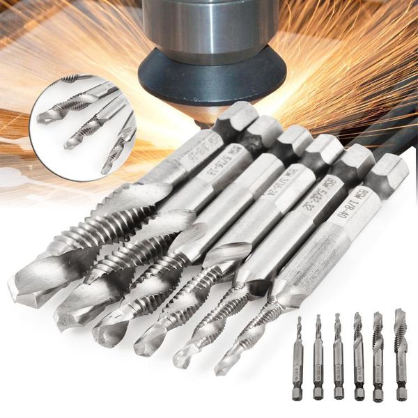 6pcs hex shank drill tap bits 1/8" 5/32" 3/16" 1/4" 5/16" 3/8" hss 1/4" combination sae drill tap bit deb
6pcs hex shank drill tap bits 1/8" 5/32" 3/16" 1/4" 5/16" 3/8" hss 1/4" combination sae drill tap bit deb