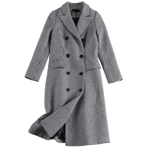 women's wool & blends 2021 fashion oversize autumn winter woolen coat women plus size 5xl houndstooth double-breasted jacket long outer, Black
women's wool & blends 2021 fashion oversize autumn winter woolen coat women plus size 5xl houndstooth double-breasted jacket long outer, Black