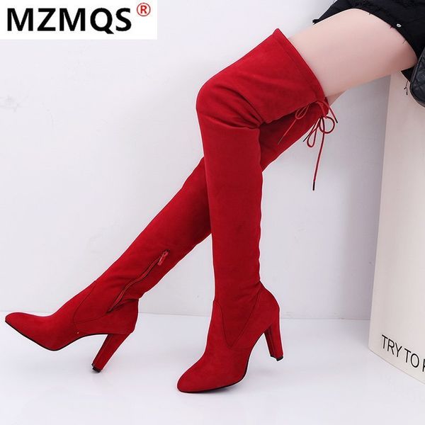 new high heels thigh high boots women autumn winter pointed toe lace up over the knee long boots plus size ladies shoes red, Black
new high heels thigh high boots women autumn winter pointed toe lace up over the knee long boots plus size ladies shoes red, Black
