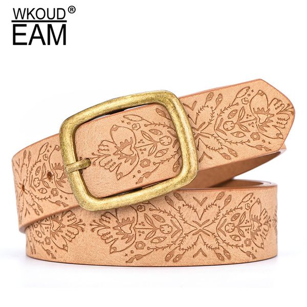 wkoud eam 2020 new metal pin buckle flower pattern leather belt women korea casual wide belts female brand pf766, Black;brown
wkoud eam 2020 new metal pin buckle flower pattern leather belt women korea casual wide belts female brand pf766, Black;brown