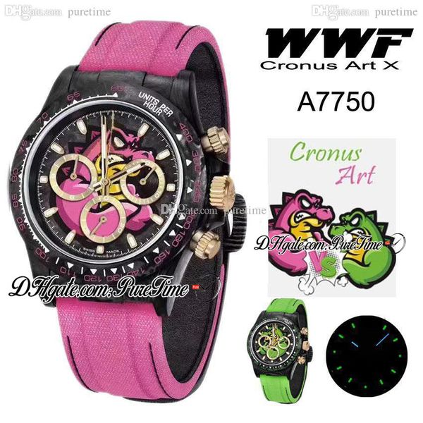 wwf cronusart x eta a7750 automatic chronograph mens watch diw black forged carbon angry crocodile dial pink nylon edition puretime, Slivery;brown
wwf cronusart x eta a7750 automatic chronograph mens watch diw black forged carbon angry crocodile dial pink nylon edition puretime, Slivery;brown
