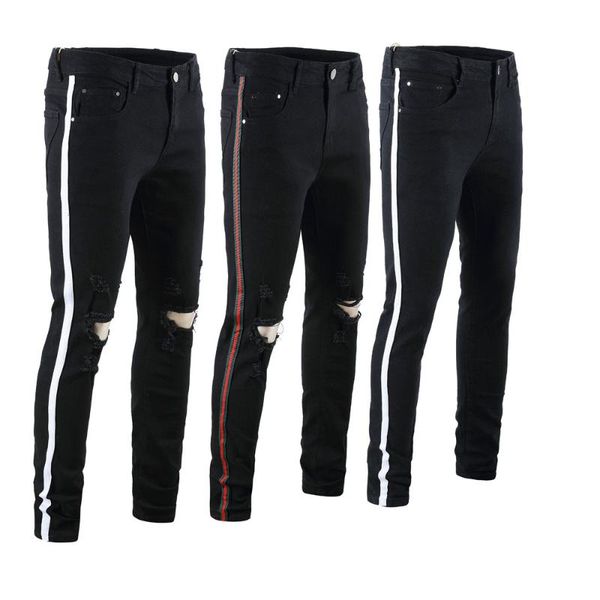 black skinny jeans men stretched ripped business casual denim pants slim side striped jeans for men stretch long trousers, Blue
black skinny jeans men stretched ripped business casual denim pants slim side striped jeans for men stretch long trousers, Blue