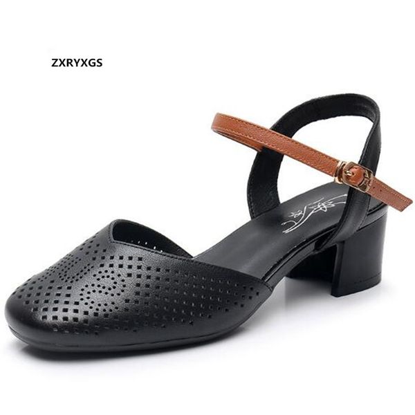 new round toe soft cowhide hollow summer leather sandals large size sandals fashion elegance thick heel shoes woman, Black
new round toe soft cowhide hollow summer leather sandals large size sandals fashion elegance thick heel shoes woman, Black