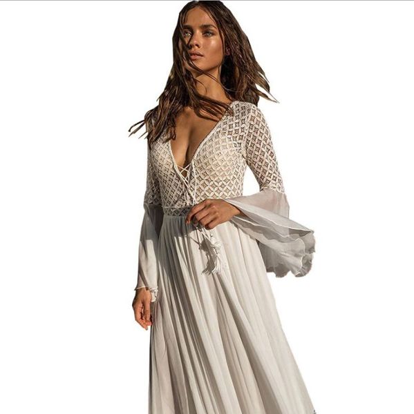 2020 european and american women's spring and summer bohemian lace dress with deep v neck and low waist light dress, Black;gray
2020 european and american women's spring and summer bohemian lace dress with deep v neck and low waist light dress, Black;gray