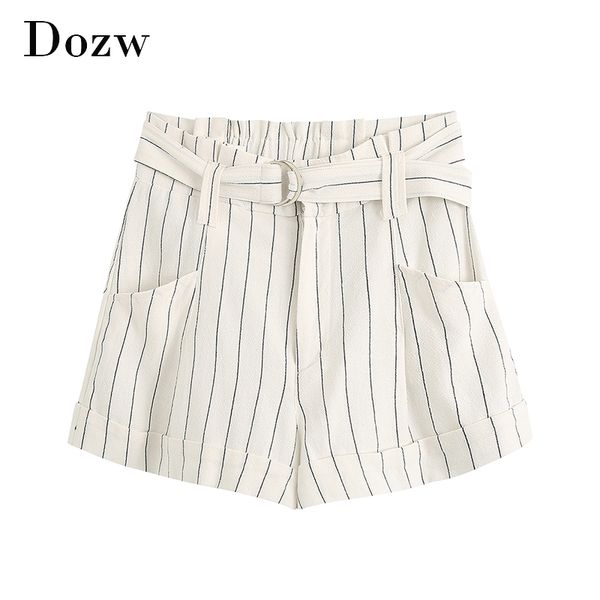 summer women elegant stripe shorts with belt pocket pleated casual office wear short zipper fashion spodenki damskie, White;black
summer women elegant stripe shorts with belt pocket pleated casual office wear short zipper fashion spodenki damskie, White;black