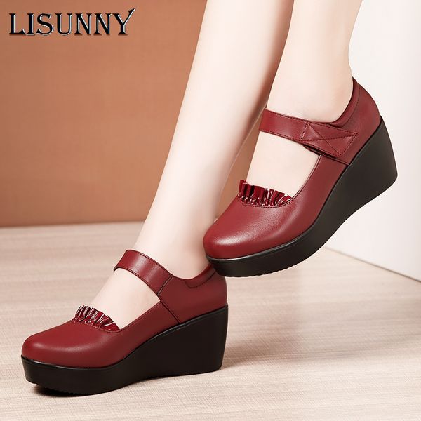 lisunny 2020 spring leather shoes women platform wedges high heels round toes ankle strap black women pumps large size 33-43
lisunny 2020 spring leather shoes women platform wedges high heels round toes ankle strap black women pumps large size 33-43