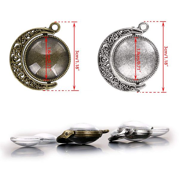 15pcs 18mm double side cabochon round moon rotation cameo base settings charms pendants bezel tray jewelry making diy findings
15pcs 18mm double side cabochon round moon rotation cameo base settings charms pendants bezel tray jewelry making diy findings