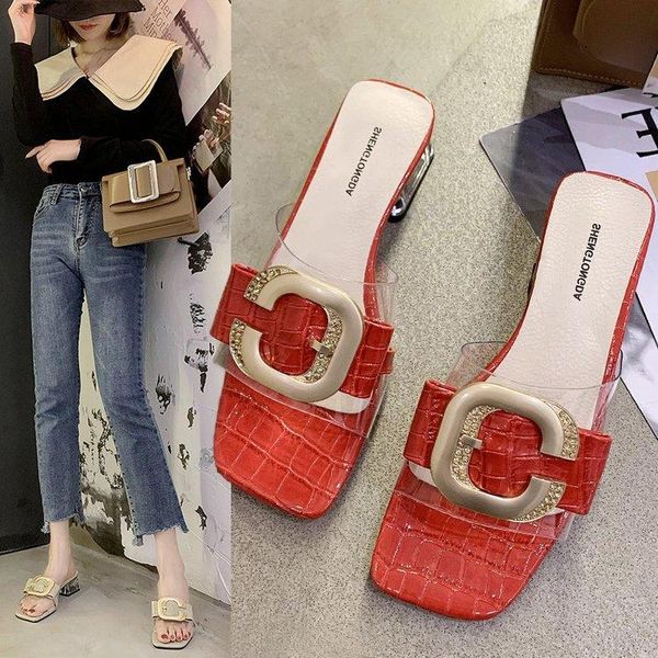 2020 new fashion square rhinestone transparent high-heeled women's slippers sandals, Black
2020 new fashion square rhinestone transparent high-heeled women's slippers sandals, Black