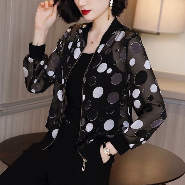 women's jackets polka dot pattern printing sunscreen jacket female long-sleeved fashion round neck zipper placket chiffon summer, Black;brown
women's jackets polka dot pattern printing sunscreen jacket female long-sleeved fashion round neck zipper placket chiffon summer, Black;brown