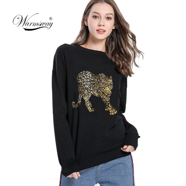 chic animal sequined sweater leopard embroidery fall winter knit pullover novelty women 2020 new designer jumper c-447, White;black
chic animal sequined sweater leopard embroidery fall winter knit pullover novelty women 2020 new designer jumper c-447, White;black