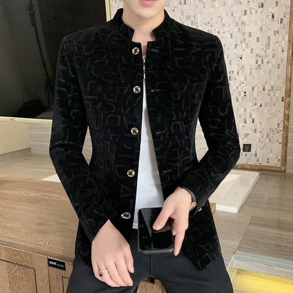 2020 spring and autumn new fashion casual men's pure color printing stand collar chinese style slim blazer for men, White;black
2020 spring and autumn new fashion casual men's pure color printing stand collar chinese style slim blazer for men, White;black