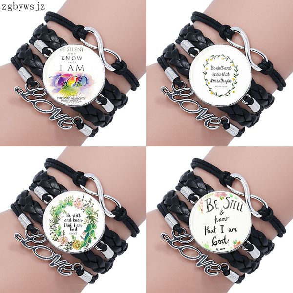 fashion jewelry glass cabochon multilayer black leather bracelet bangle women bible verse art be still and know, Golden;silver
fashion jewelry glass cabochon multilayer black leather bracelet bangle women bible verse art be still and know, Golden;silver