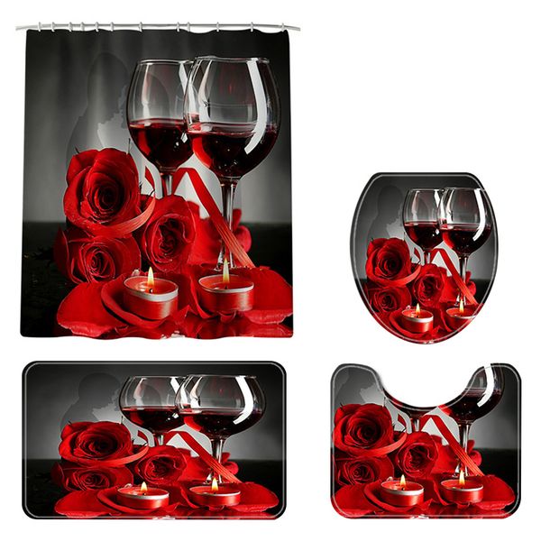 4pcs bath mat lid toilet cover home shower curtain set bathroom decor with rugs
4pcs bath mat lid toilet cover home shower curtain set bathroom decor with rugs