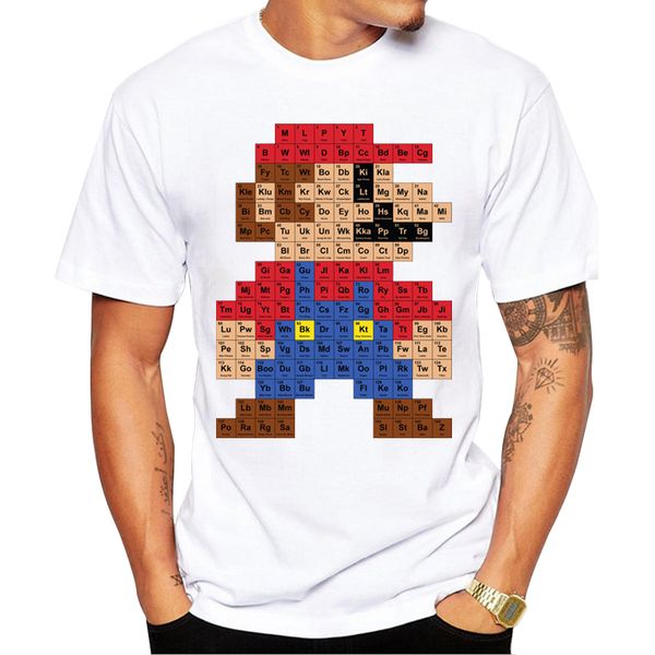 2018 men fashion t shirt hipster printed tee shirts short sleeve super mario periodic table t-shirt