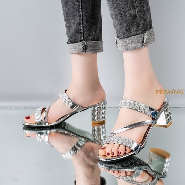 summer chunky heel women slippers fashion crystal peep toe round toe ladies slides party square heel anti slip women slides, Black
summer chunky heel women slippers fashion crystal peep toe round toe ladies slides party square heel anti slip women slides, Black