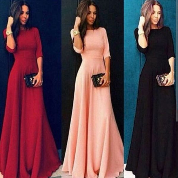 women summer clothes long chiffon 3/4 sleeve round neck evening formal party prom ball gown maxi dress regular size pullover, Black;gray
women summer clothes long chiffon 3/4 sleeve round neck evening formal party prom ball gown maxi dress regular size pullover, Black;gray