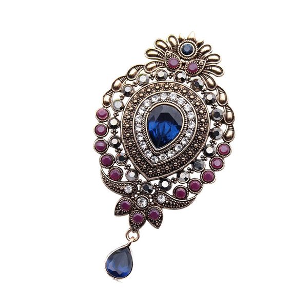 sunspicems vintage turkish wedding brooch big size for women antique gold color water drop scarf lapel jewelry party gift, Gray 
sunspicems vintage turkish wedding brooch big size for women antique gold color water drop scarf lapel jewelry party gift, Gray