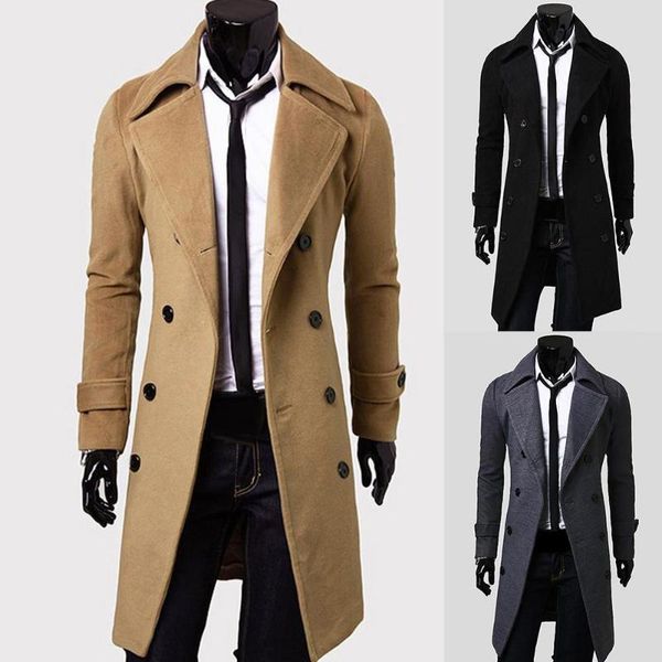 fashion coat men wool coat winter warm solid long trench jacket breasted business casual overcoat parka man winter, Tan;black
fashion coat men wool coat winter warm solid long trench jacket breasted business casual overcoat parka man winter, Tan;black