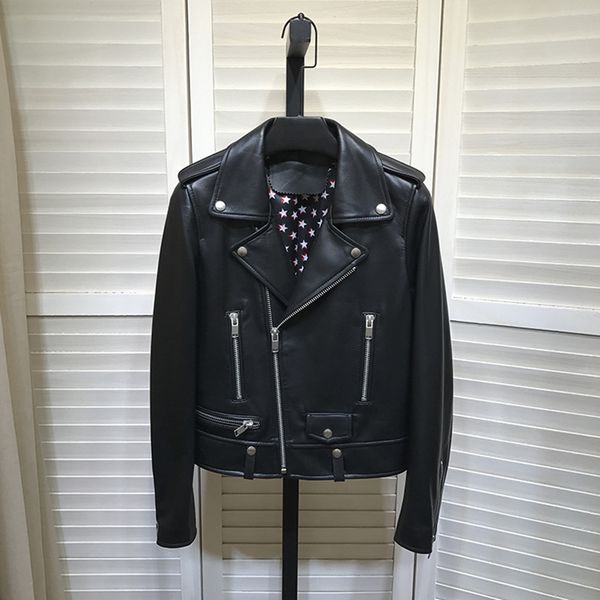 women's leather & faux chic biker jackets 2021 autumn designer sheep skin real coat c308, Black
women's leather & faux chic biker jackets 2021 autumn designer sheep skin real coat c308, Black