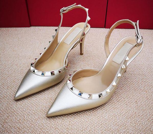 fashion women pumps casual designer gold matt leather studded spikes slingback high heels shoes, Black
fashion women pumps casual designer gold matt leather studded spikes slingback high heels shoes, Black