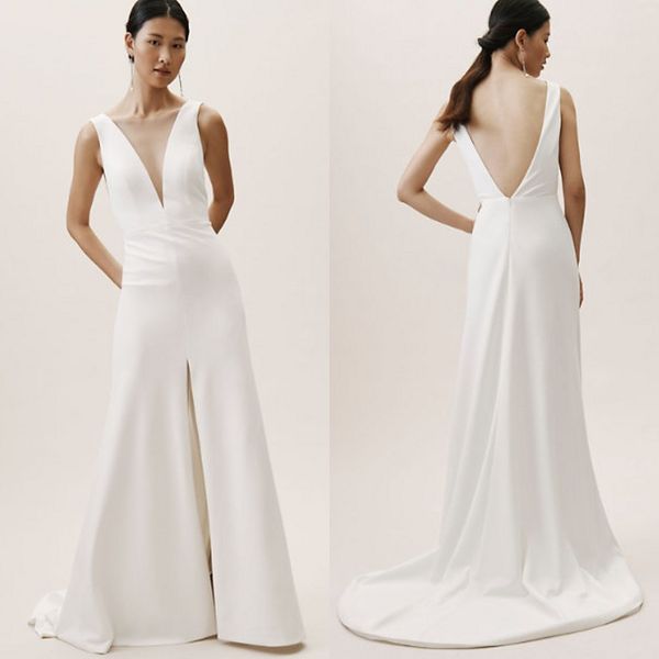 2020 bohomain sleeveless wedding dresses deep v neck backless white split bridal dress country plus size
2020 bohomain sleeveless wedding dresses deep v neck backless white split bridal dress country plus size