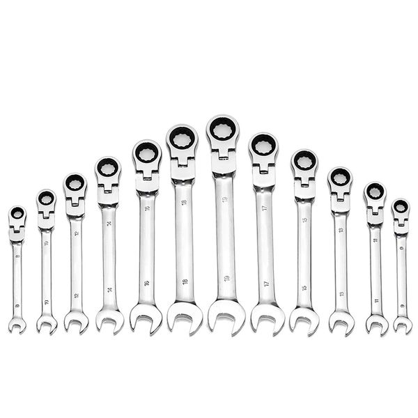 12 pieces 8-19 mm ratchet wrench set with elastic head, chrome vanadium steel combined end set
12 pieces 8-19 mm ratchet wrench set with elastic head, chrome vanadium steel combined end set