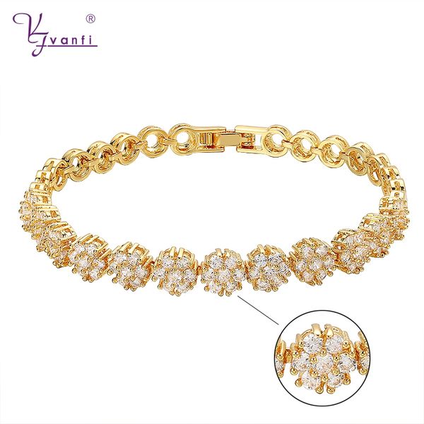 kfvanfi luxury fashion flower zirconia stone tennis bracelet gold women bracelet, Black
kfvanfi luxury fashion flower zirconia stone tennis bracelet gold women bracelet, Black