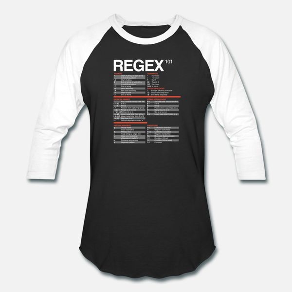 regex cheatsheet regular expressions 101 t shirt men print 100% cotton s-3xl formal anti-wrinkle basic summer style letters shirt
regex cheatsheet regular expressions 101 t shirt men print 100% cotton s-3xl formal anti-wrinkle basic summer style letters shirt