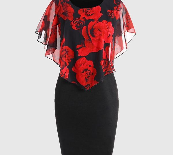 wipalo women summer dress plus size 5xl rose valentine overlay capelet clothing chiffon elegant midi party pencil dress vestidos, Black;gray
wipalo women summer dress plus size 5xl rose valentine overlay capelet clothing chiffon elegant midi party pencil dress vestidos, Black;gray