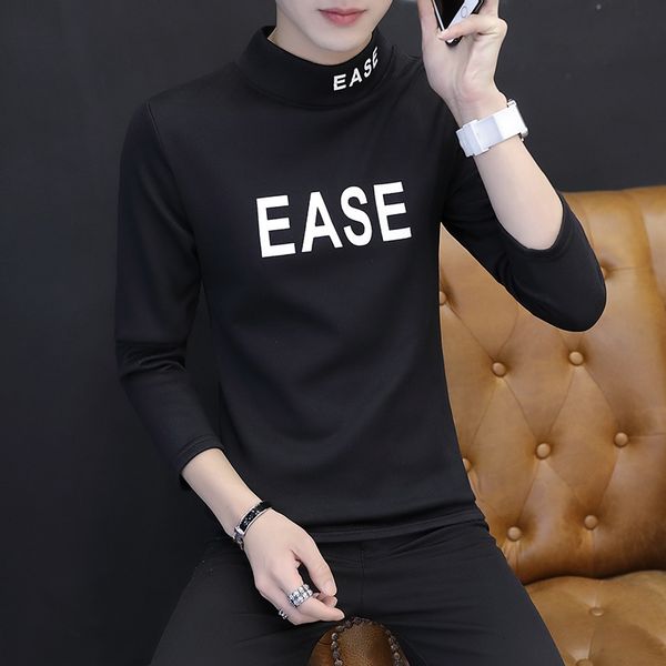 with fleece and thickened long-sleeved t-shirt men's version of the han trend half high collar sweater warm bottom, White;black
with fleece and thickened long-sleeved t-shirt men's version of the han trend half high collar sweater warm bottom, White;black