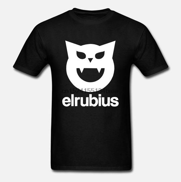 mens white short sleeve t-shirt o-neck elrubius logo el rubius rude tee round neck make black and white mens style t-shirt