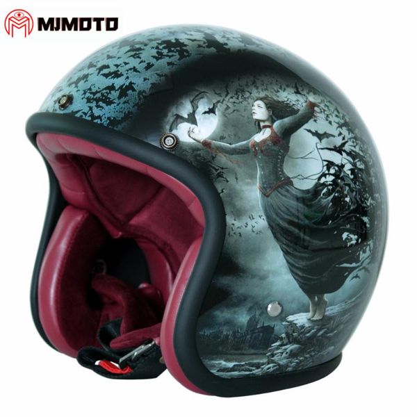 gothic vampire painted vintage motorcycle helmet for men & women classic retro open face design lightweight dot certified
gothic vampire painted vintage motorcycle helmet for men & women classic retro open face design lightweight dot certified