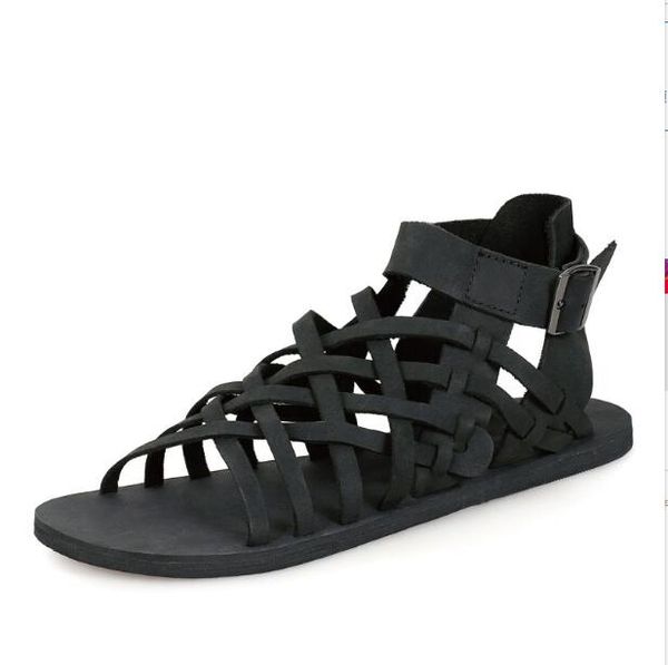 sandals korean style genuine leather cut out gladiators flat heel men's leisure summer shoes, Black
sandals korean style genuine leather cut out gladiators flat heel men's leisure summer shoes, Black