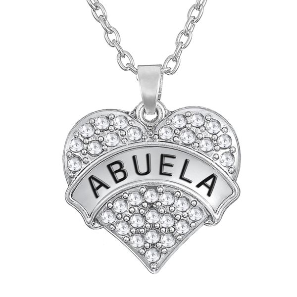 love family abuela heart shape necklace pendants crystal rhodium plated jewelry, Silver
love family abuela heart shape necklace pendants crystal rhodium plated jewelry, Silver