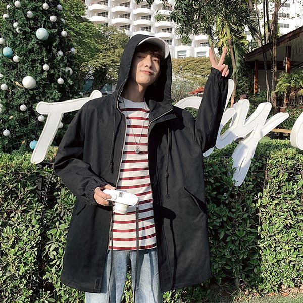 windbreaker men's long korean version of the handsome tide card 2019 spring new leisure students with a hat loose coat, Tan;black
windbreaker men's long korean version of the handsome tide card 2019 spring new leisure students with a hat loose coat, Tan;black