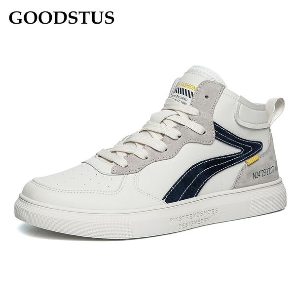 goodstus men genuine leather high lace-up breathable great quality solid vamp comfortable new fashion male platform sneaker, Black 
goodstus men genuine leather high lace-up breathable great quality solid vamp comfortable new fashion male platform sneaker, Black