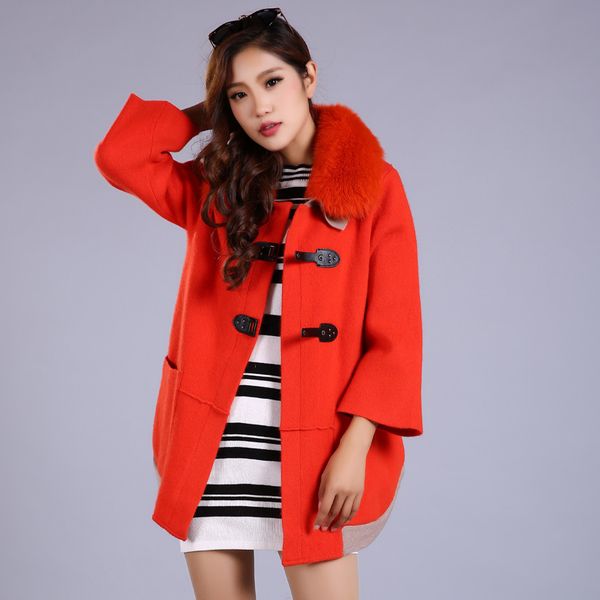 2020 winter long female elegant female long jacket with large genuine fur collar double-sided wool coat, Black
2020 winter long female elegant female long jacket with large genuine fur collar double-sided wool coat, Black