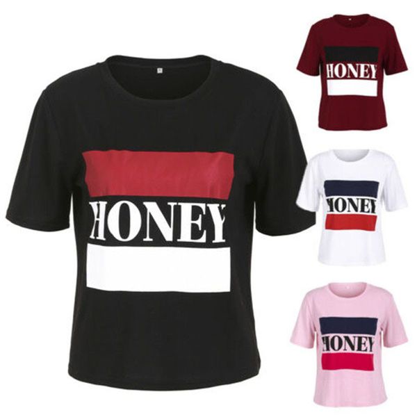 summer women t-shirt honey letter print casual cotton o neck short sleeve women running t shirt female sports tee, Black;blue
summer women t-shirt honey letter print casual cotton o neck short sleeve women running t shirt female sports tee, Black;blue