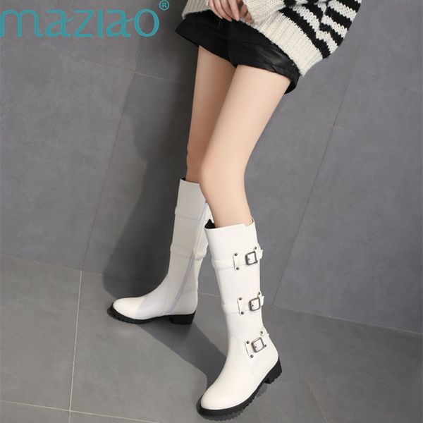 leather knee high winter boots women high heels women buckle strap new stylish low heel studded long boots for ladies maziao, Black
leather knee high winter boots women high heels women buckle strap new stylish low heel studded long boots for ladies maziao, Black