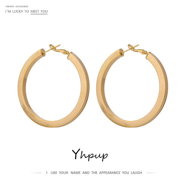 hoop & huggie yhpup trendy 40mm big round circle earrings for women fashion gold color metal texture copper anniversary gift, Golden;silver
hoop & huggie yhpup trendy 40mm big round circle earrings for women fashion gold color metal texture copper anniversary gift, Golden;silver