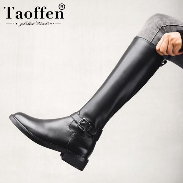 taoffen 2020 real leather women retro knee high boots round toe flats motorcycle boots buckle winter shoes women size 33-44, Black
taoffen 2020 real leather women retro knee high boots round toe flats motorcycle boots buckle winter shoes women size 33-44, Black