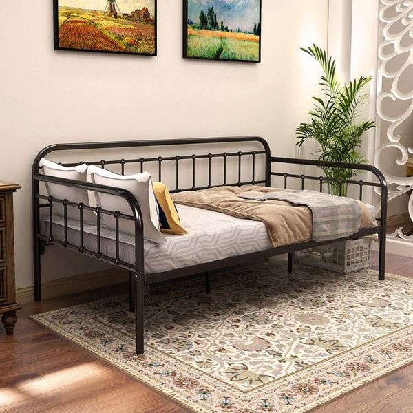 kefair victorian daybed metal day bed frame premium steel slat support home furniture twin size, black
kefair victorian daybed metal day bed frame premium steel slat support home furniture twin size, black